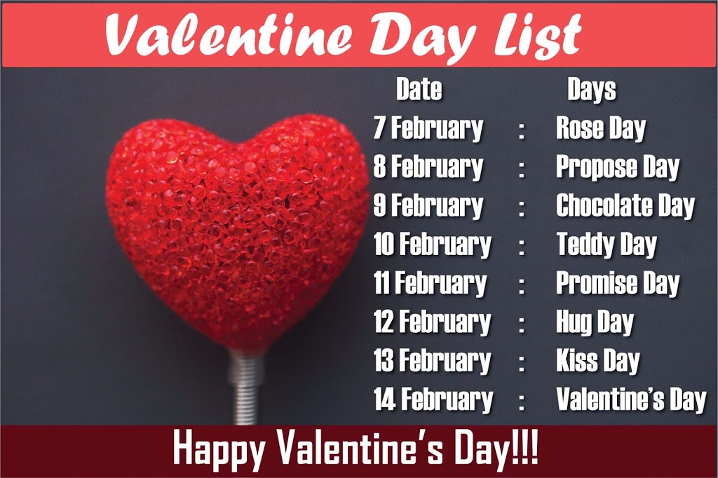 Valentine week list 2025