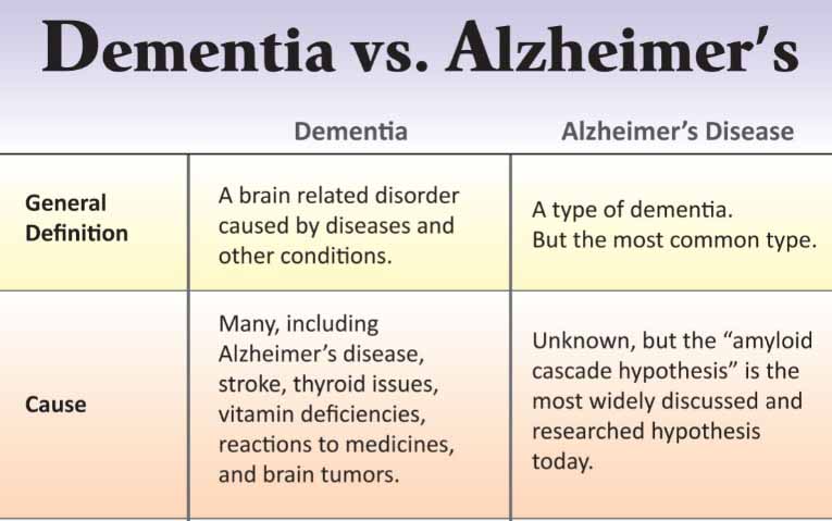 Dementia vs Alzheimers Disease